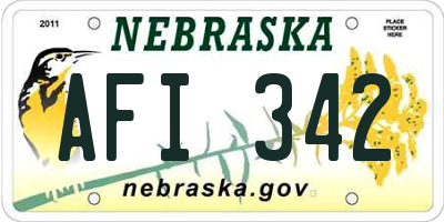 NE license plate AFI342