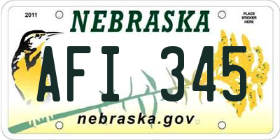 NE license plate AFI345