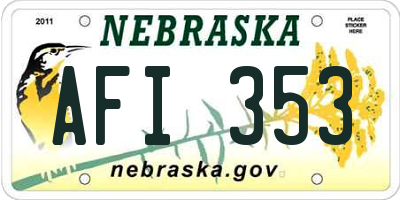 NE license plate AFI353