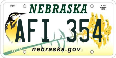 NE license plate AFI354
