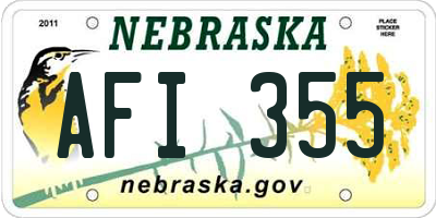 NE license plate AFI355