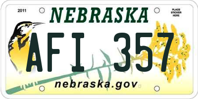 NE license plate AFI357