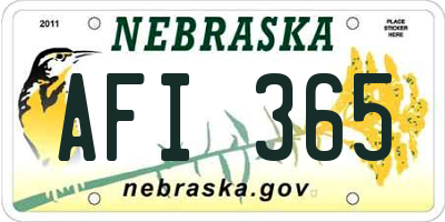 NE license plate AFI365