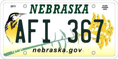 NE license plate AFI367