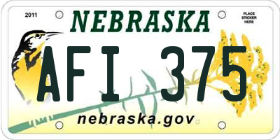 NE license plate AFI375