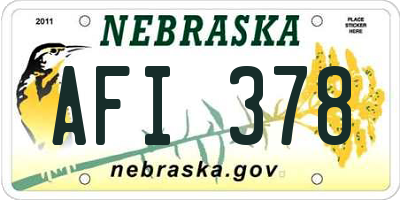 NE license plate AFI378