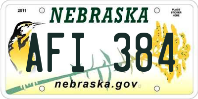 NE license plate AFI384