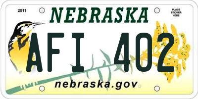 NE license plate AFI402
