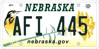 NE license plate AFI445