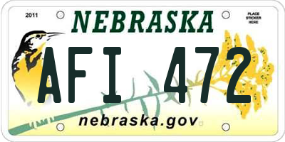 NE license plate AFI472