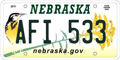 NE license plate AFI533