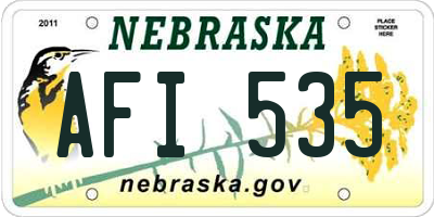 NE license plate AFI535