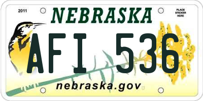 NE license plate AFI536