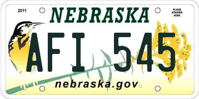 NE license plate AFI545