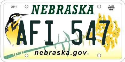 NE license plate AFI547