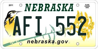 NE license plate AFI552