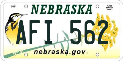 NE license plate AFI562