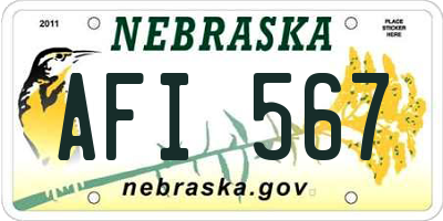 NE license plate AFI567