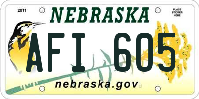 NE license plate AFI605