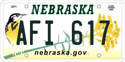 NE license plate AFI617