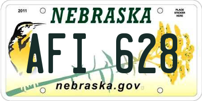 NE license plate AFI628