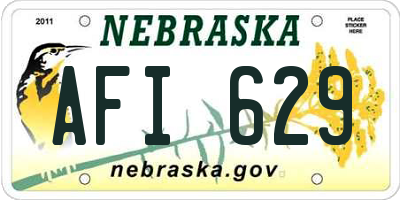NE license plate AFI629