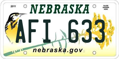 NE license plate AFI633
