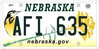 NE license plate AFI635