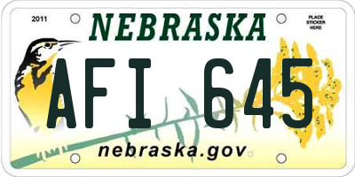 NE license plate AFI645