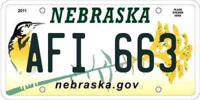 NE license plate AFI663