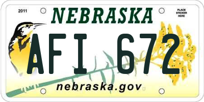 NE license plate AFI672