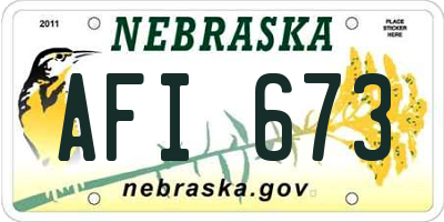 NE license plate AFI673