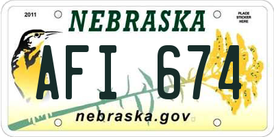 NE license plate AFI674