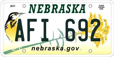 NE license plate AFI692