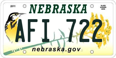 NE license plate AFI722