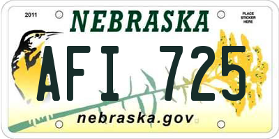 NE license plate AFI725
