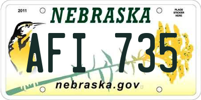 NE license plate AFI735