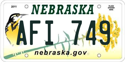 NE license plate AFI749