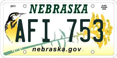NE license plate AFI753