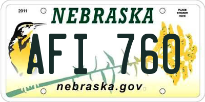 NE license plate AFI760