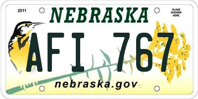 NE license plate AFI767