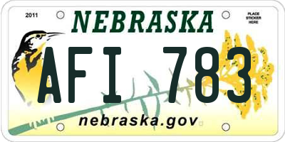 NE license plate AFI783