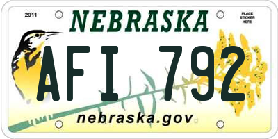 NE license plate AFI792