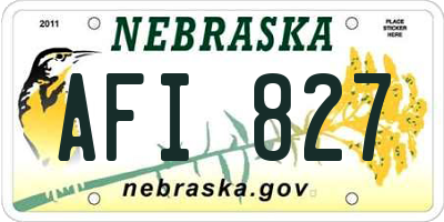 NE license plate AFI827