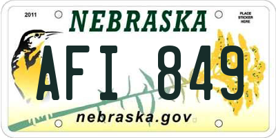 NE license plate AFI849