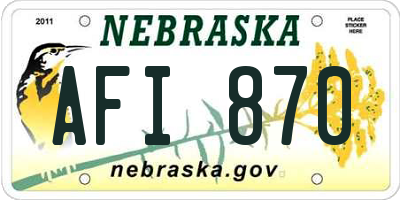 NE license plate AFI870