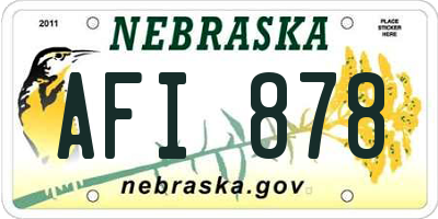 NE license plate AFI878
