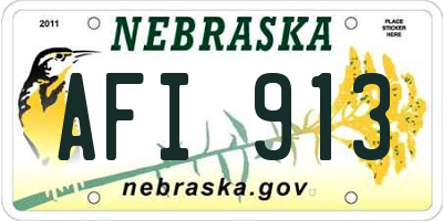 NE license plate AFI913