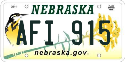 NE license plate AFI915