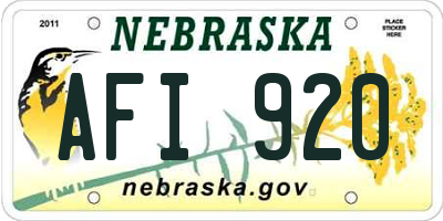 NE license plate AFI920